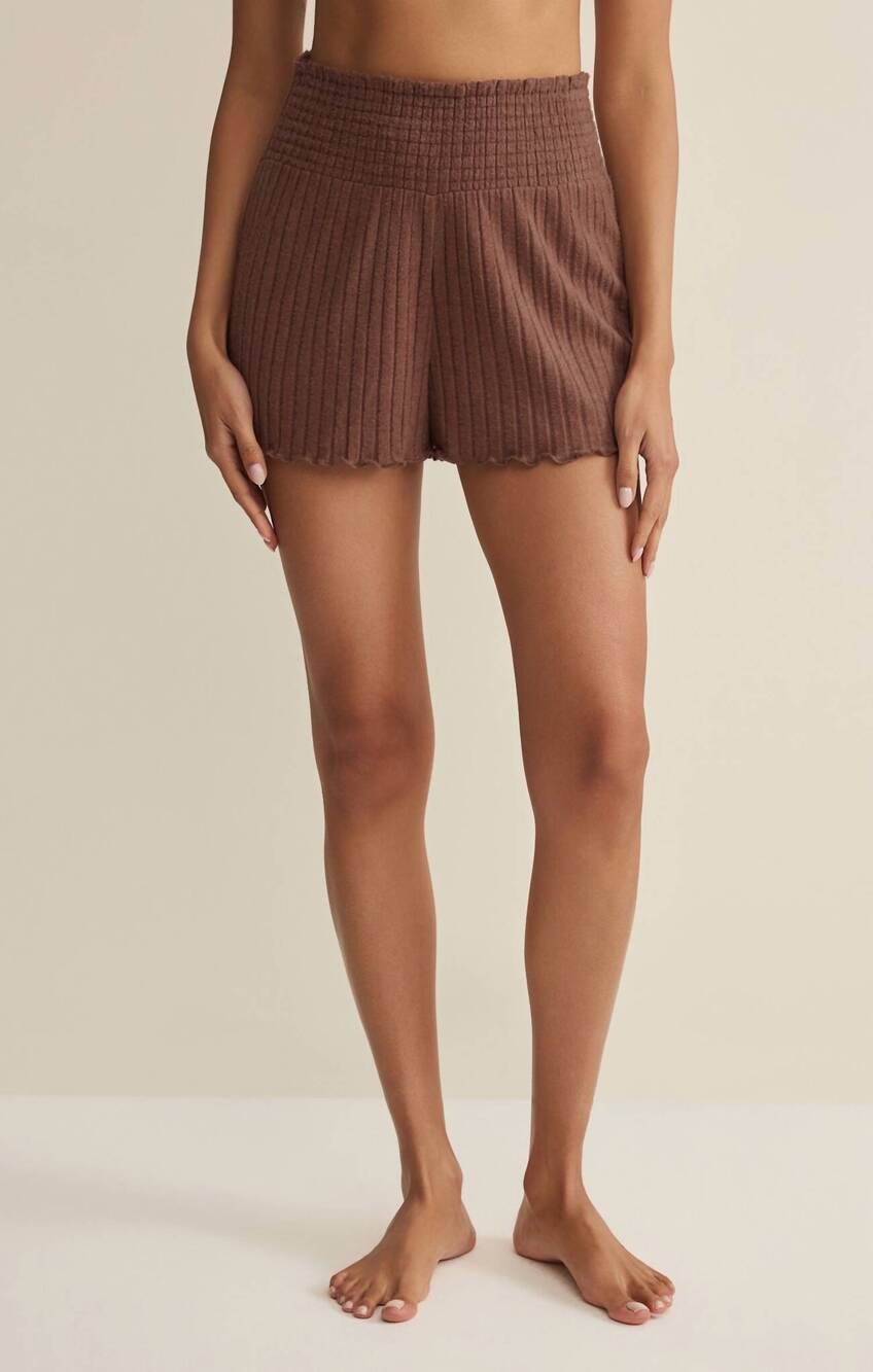 NEW Z SUPPLY dawn smoked rib shorts in mocha
